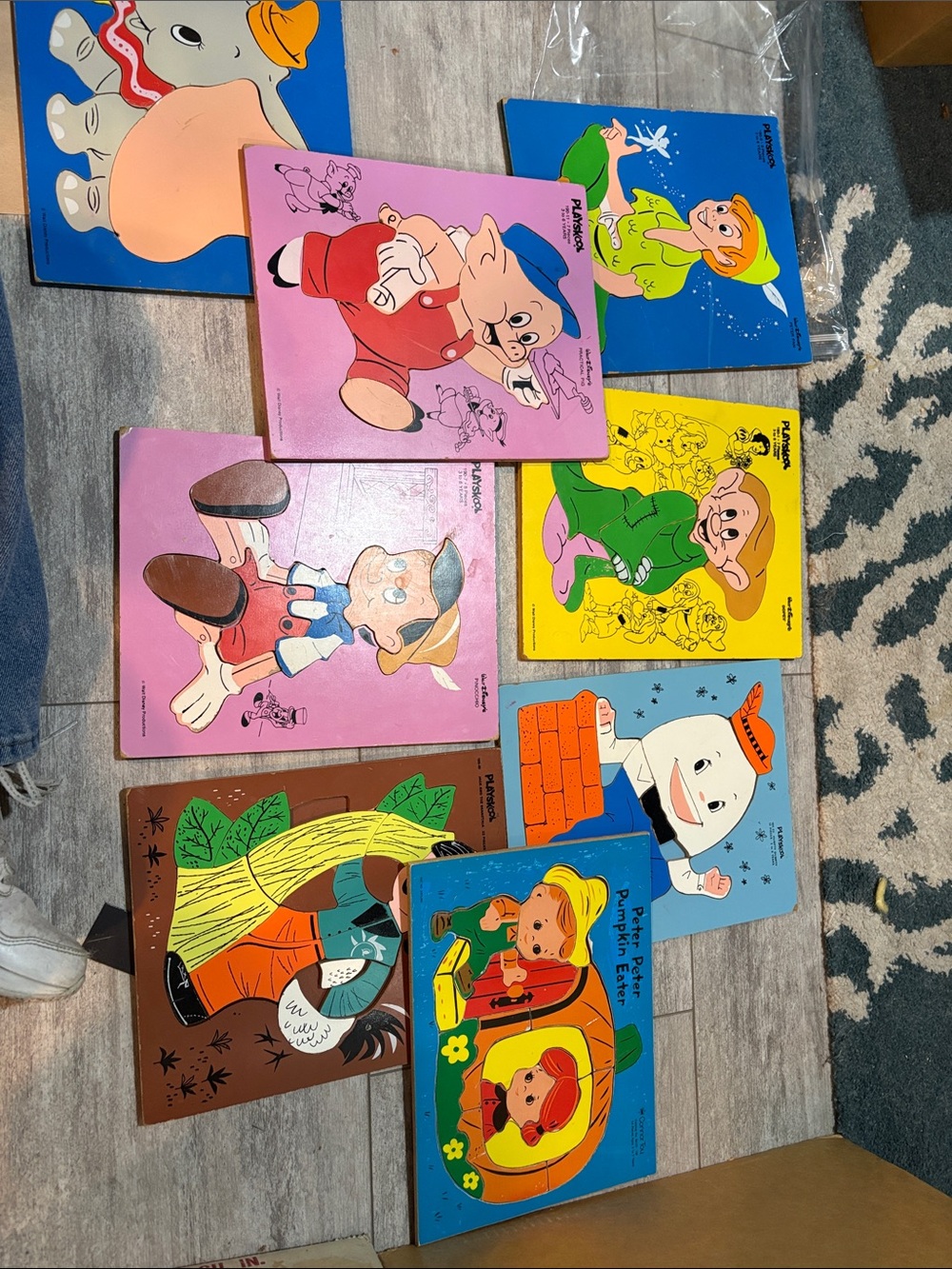 8 Vintage Kids Puzzle Set featuring Classic Storybook Characters - Multicolor